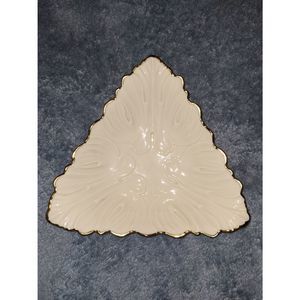Lenox | White Triangular Decorative Dish with Gold Trim